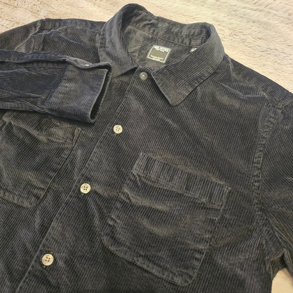 Todd Snyder Mens Black Corduroy Long Sleeve Button Down Shirt Jacket Size M